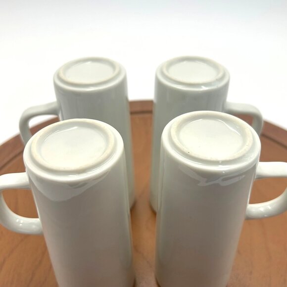 Handmade White Porcelain Espresso Coffee Mugs With D Handles Set of 4 Minimalist - Picture 5 of 12